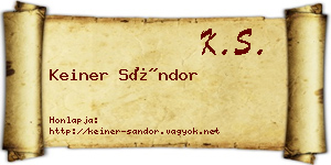 Keiner Sándor névjegykártya